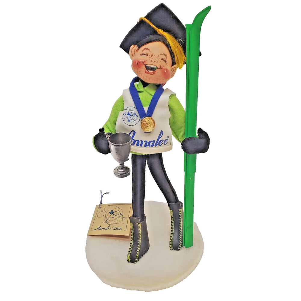 90s Annalee Dolls Graduation Ski Boy Doll Winner Medal Trophy Mobilitee 1993 Vtg